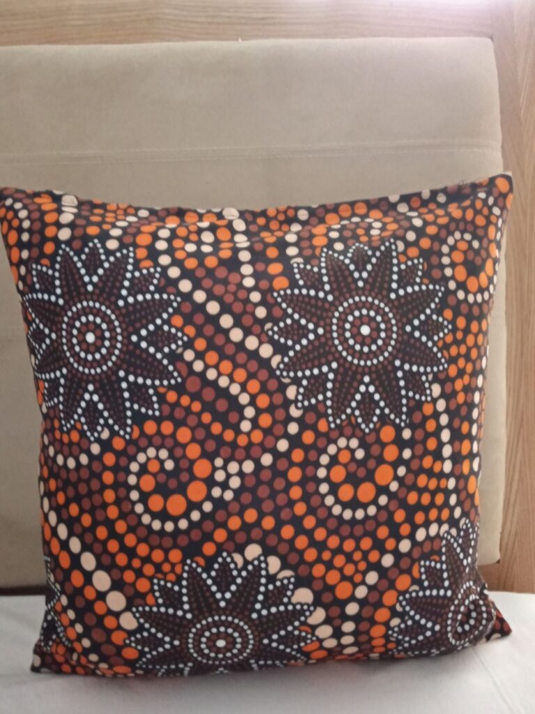 African Autumn Leaves Tie and Dye Batik Wax Envelope Cushion Cover