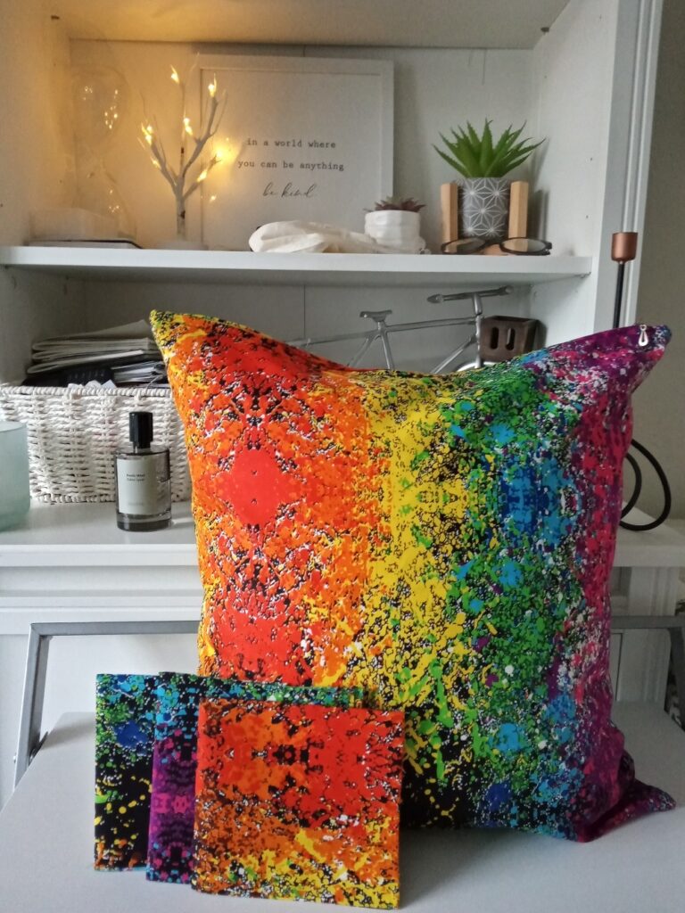 Isinmi Designs Handmade Cushion cover with Colourful Festival Abstract Ankara Fabric